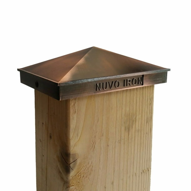 Nuvo Iron Bouchon Décoratif de Poteaux en Aluminium pour Pyrami pour Poteaux de 3,5" x 5,5" / 4" x 6" - Plaqué Cuivre
