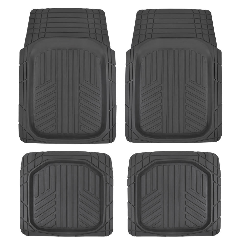Sharper Image Deep Dish Rubber Floor Mats, Front & Rear for Car Truck