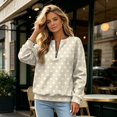 thumbnail image 5 of Women's Polka Dot Quarter Zip Sweatshirt Long Sleeve Casual Pullover Top for Fall Soft Relaxed Fit Sweatshirt, 5 of 6