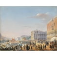 thumbnail image 2 of Ippolito Caffi 18x15 Black Ornate Wood Framed Double Matted Museum Art Print Titled - Arrival Franz Joseph and Elisabeth in Venice, 2 of 5