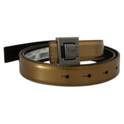 Dolce  Gabbana Gold Leather Silver Square Metal Buckle Belt