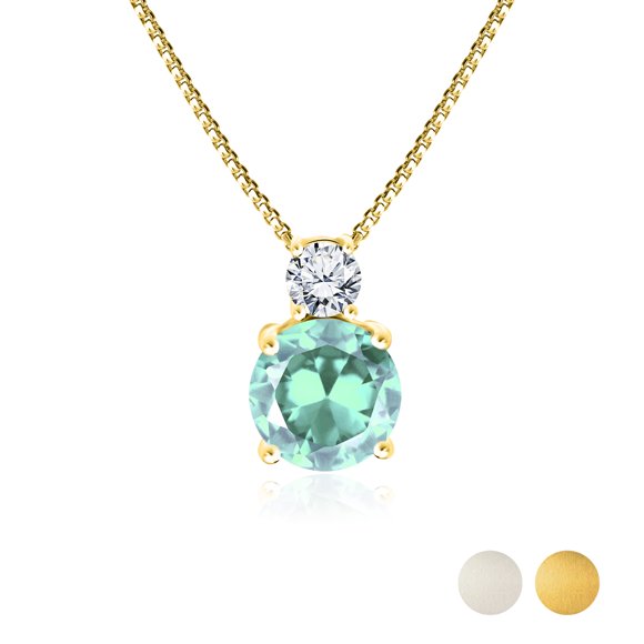 JeenMata 2 Carat December Birthstone Necklace - with Crystal Made with Swarovski - Dangling Round Cut Necklace Pendant in Yellow Gold Plating