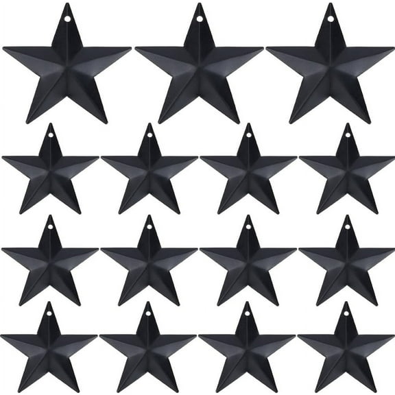 30PCS 1.9" Black Metal Star Decor Barn Star with Hole Iron Vintage Wall Arts Hanging Wall Decors for Crafts House Christmas Indoor Outdoor DIY Handmade Accent Black