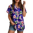 thumbnail image 5 of Pimfylm Hawaiian Shirts for Women Hawaii Tropical Button Down Tops Summer Beach Vacation Outfits Floral Short Sleeve Blouses Purple, S, 5 of 6