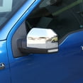 thumbnail image 3 of Chrome Car Rearview Mirror Cover Trim Skull Cap Frame with Carbon Fiber Style Design, 3 of 9