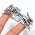 thumbnail image 2 of Natural Rainbow Moonstone,Amethyst 925 Sterling Silver Cuff Bangle Adj, 2 of 2