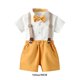 thumbnail image 3 of Guardurnaity Conjunto de camisa y pantalones para niños, fiesta, banquete, boda, pajarita para niños, ropa, pantalones cortos con bolsillos conjuntos de ropa Amarillo 90cm, 3 of 6