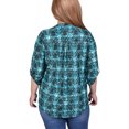 thumbnail image 2 of NY Collection Plus Size 3/4 Roll Tab Sleeve Y Neck Top, 2 of 3