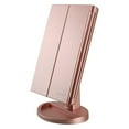 thumbnail image 2 of destyer Folding Mirror with LED Lights 3-fold 22LEDs Makeup Cosmetic Portable Mirror Makeup Tool Rose Gold, 2 of 7