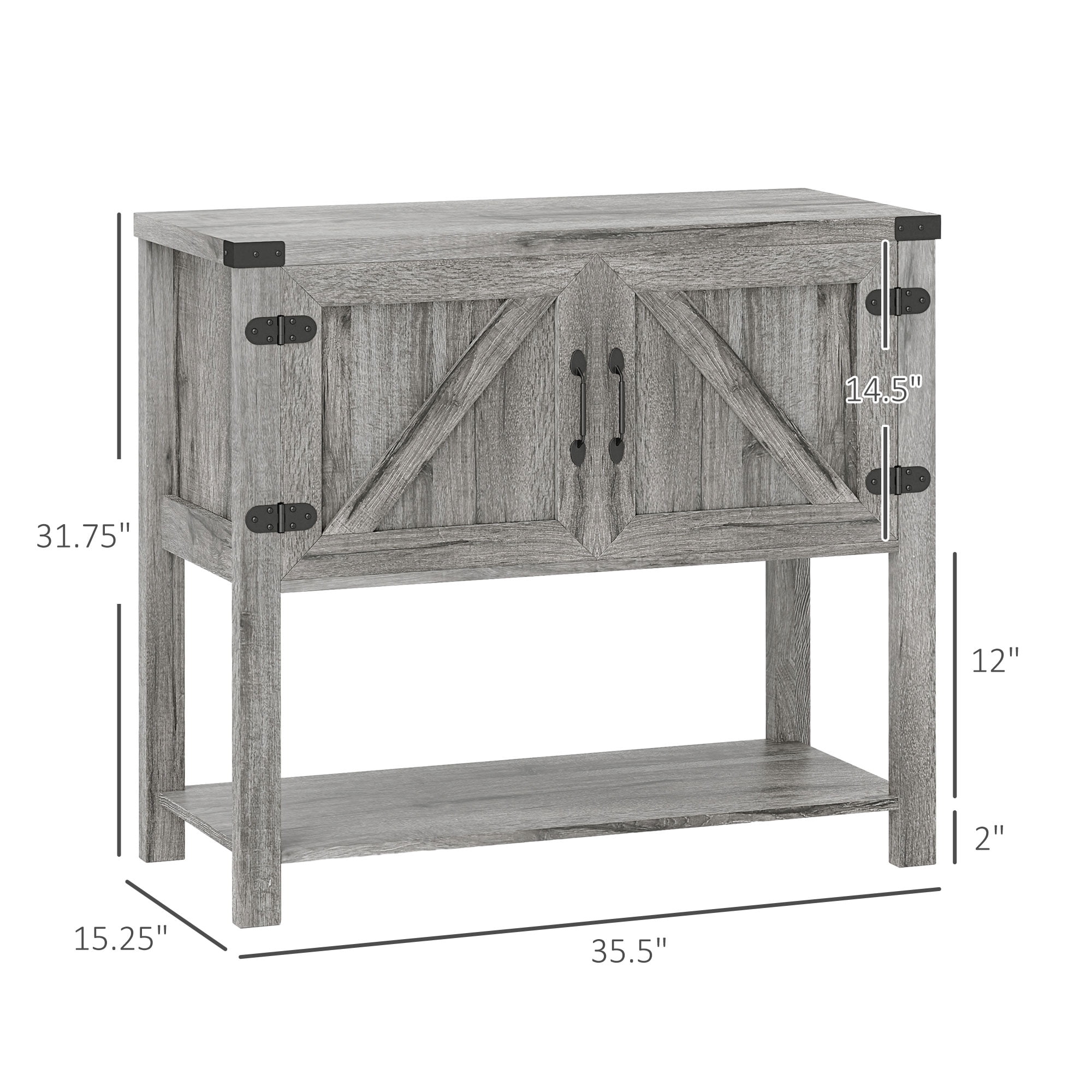 HOMCOM 2-Door Free Standing Sideboard Console Table with Bottom Shelf, Entryway, Stone Gray