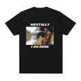 thumbnail image 1 of Camiseta divertida "Mentally I Am Here Monkey" para hombre, informal, de algodón, de manga corta, de gran tamaño, estilo hip hop, vintage, unisex, 1 of 7