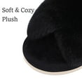 thumbnail image 3 of Litfun Women's Fuzzy Slippers Plush Cross Band Open Toe House Thick Sole Slippers, Black, Size 8.5-9.5, 3 of 7