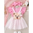 thumbnail image 2 of Biezeib Baby Girls Summer 3PCS Sets Flying Sleeve Romper Dot Print Suspender Skirt Headband Sets, 2 of 6