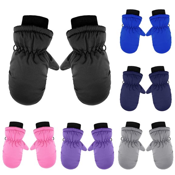 Krdevn Kids Winter Mittens Waterproof Windproof Thermal Lined Elastic Rib Knit Wrist Snow Mitten Gloves for Skiing Sledding Cold Weather Outdoor Play