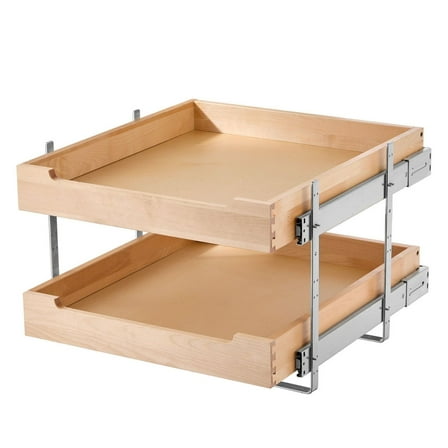Pull Out Cabinet Organizer 2-Tier, 20"W x 21"D Soft Close Slide Out Wood Drawer for Kitchen Cabinet, Base Cabinet - Birch Wood