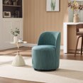 thumbnail image 2 of CQSXDA Upholstered Barrel Chair In Linen, Mid Century Swivel Accent Chair For Kitchen, Dining Room And Living Space, Dark Green, 2 of 11
