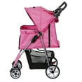 thumbnail image 4 of ZENSTYLE 4 Wheels Pet Stroller Foldable Carrier Strolling Cart for Cat Dog w/ Storage Basket Pink, 4 of 10