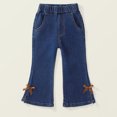 thumbnail image 2 of YABCSAZ Toddler Baby Girls Jeans Elastic Waist Pants Casual Baggy Jeans Kids Soft Skin-friendly Denim Wide Leg Loose Ankle Slit Flare Jeans Size 5 Years, 2 of 9
