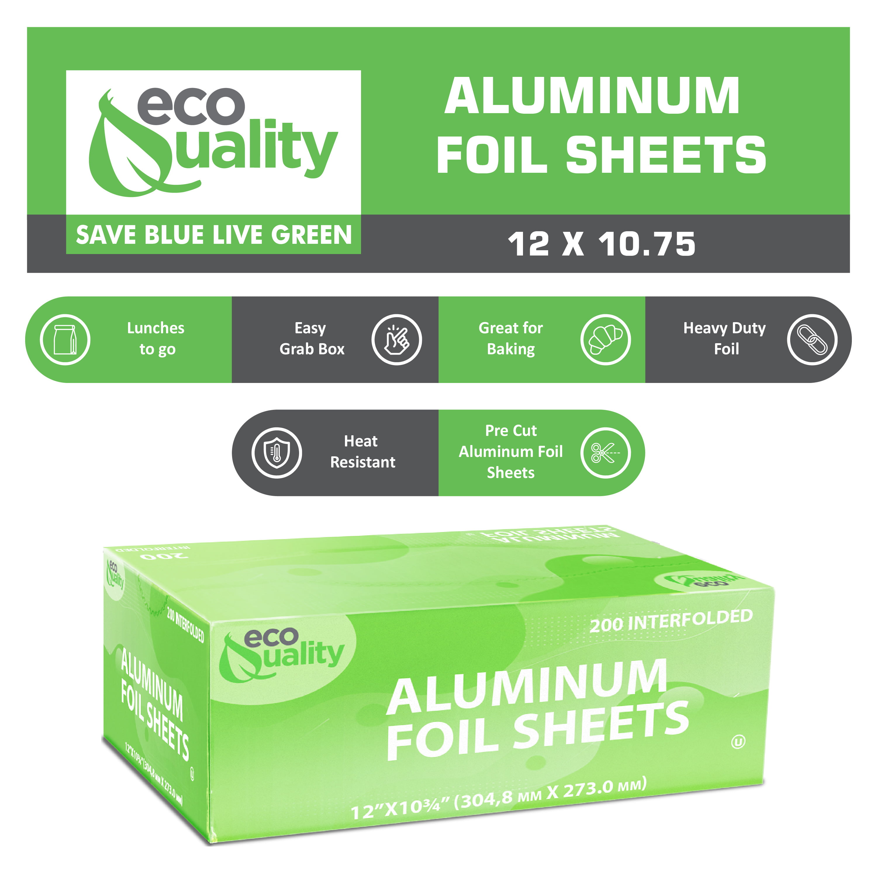 DHG Professional Pre-Cut Aluminum Foil Sheets, Foil Pop Up Sheets Aluminum Foil 12 x 10.75 Inches Come in A Pop-Up Dispenser (1 Box)