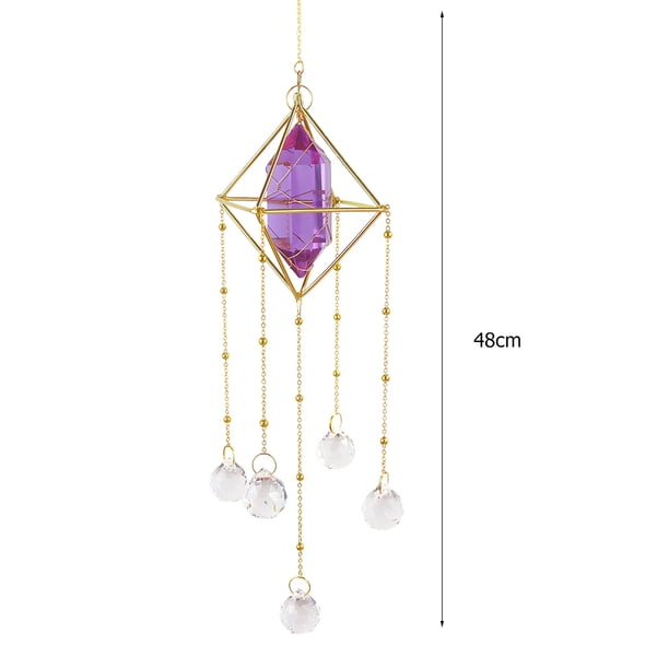 Campanillas de viento de cristal, adornos colgantes para puerta y ventana, decoración de pared para el hogar (púrpura) Likrtyny Libre de BPA