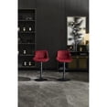 thumbnail image 2 of Red Bar Stools with Mechanical Lifting and Blackening Legs / 360° Swivel, Adapts to Different Heights, 2 of 7