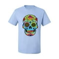 thumbnail image 2 of Wild Bobby, Colorful Floral Sugar Skull Streetwear Men's Graphic T-Shirt, Light Blue, 3XL, 2 of 3