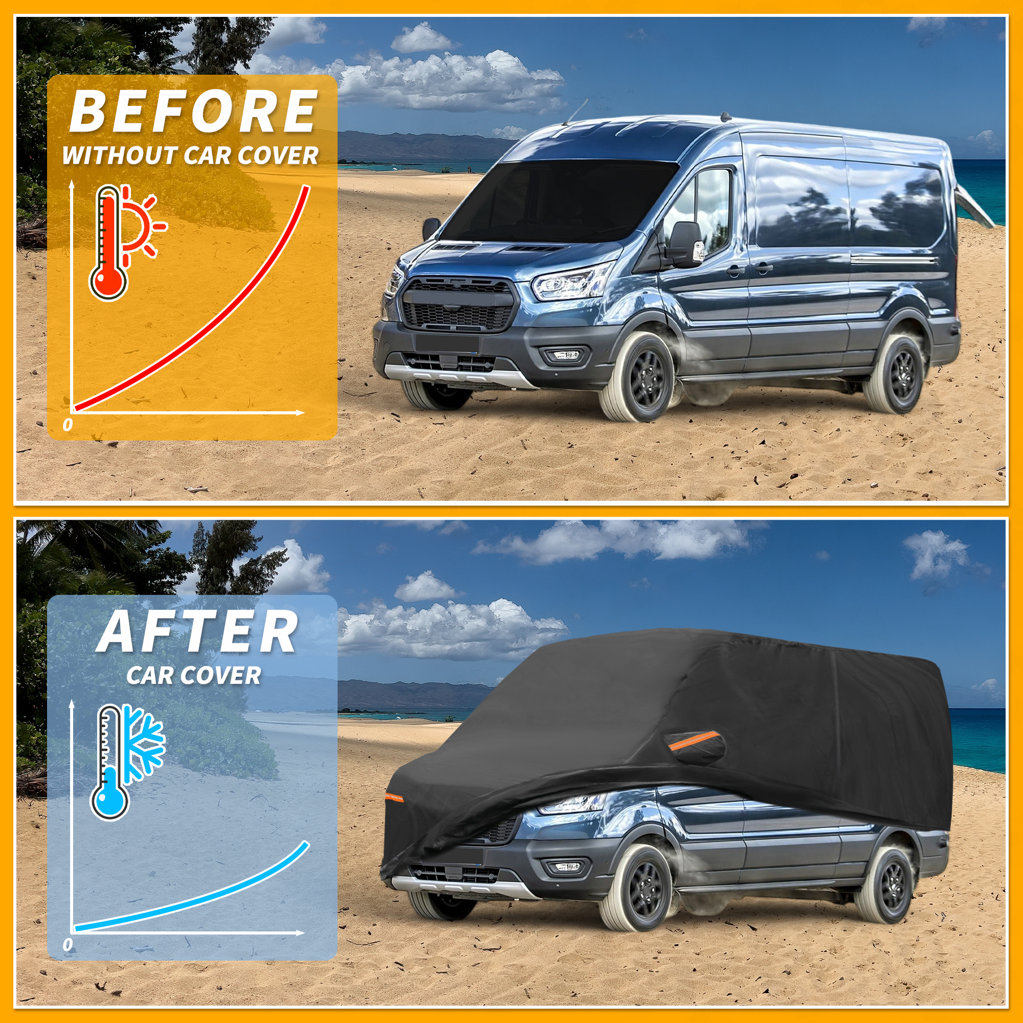 Unique Bargains Durable Waterproof Car Cover Black ["for Ford Transit Connect"]