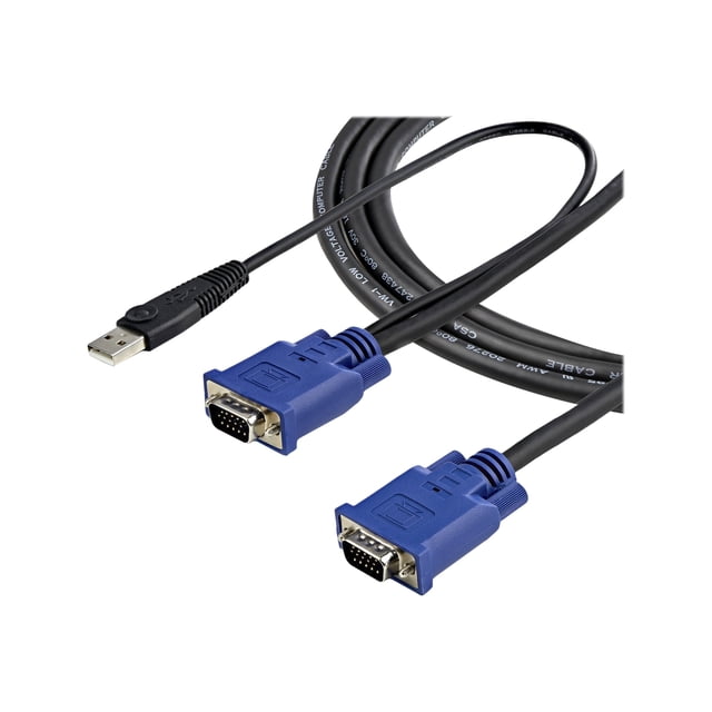 StarTech.com 10 ft Ultra Thin USB VGA 2-in-1 KVM Cable - VGA KVM Cable - USB KVM Cable - KVM Switch Cable (SVECONUS10) - Video / USB cable - USB, HD-15 (VGA) (M) to HD-15 (VGA) (M) - 10 ft - black - for P/N: CAB831HDU, RACKCONS1908, SV1631DUSBUK, SV565DUTPU, SV565UTPUL, SV831DUSBUK