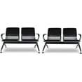 thumbnail image 6 of Kinbor 4-Seat PU Leather Office Guest Reception Bench Waiting Room Chairs Black, 6 of 8