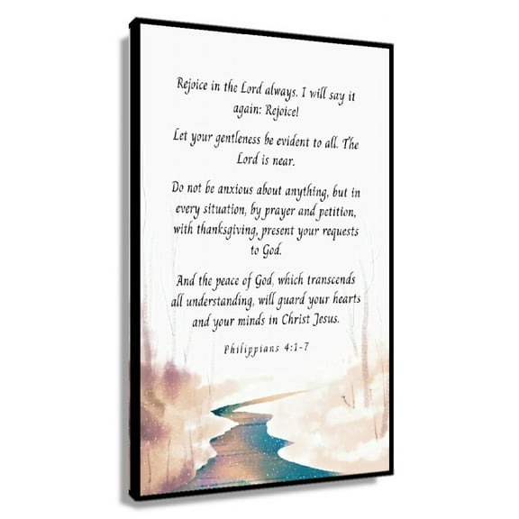 Philippians 4 1-7, Rejoice in The Lord Always. Printable Watercolor Bible Verse Wall Art Deco Decorations Wall Panels for Hallway Vertical Pictures