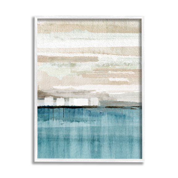 Stupell Industries Modern Sea Landscape Abstract Painting White Framed Art Print Wall Art, 11 x 14