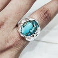 thumbnail image 4 of Blue Copper Turquoise Mans Ring, Natural Copper Turquoise Ring, Silver Jewelry, 925 Silver Ring, Birthday Gift, Heavy Mens Ring, Arabic Design, Ottoman Style Ring, Christmas, Turkey Mens Signet Ring, 4 of 5