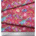 thumbnail image 2 of Soimoi Modal Satin Fabric Leaves, & Rose Floral Fabric Prints by Yard 42 Inch Wide, 2 of 3