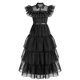 thumbnail image 4 of Vestidos de Cosplay de película Wednesday Addams, disfraz gótico de viento para adultos y niños, disfraces de fiesta de Halloween, 4 of 5