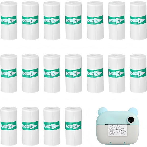 18 Rolls Mini Thermal Sticker Paper, Self Adhesive Refill 57 x 25 mm, White, Compatible with Most Pocket Bluetooth Printers