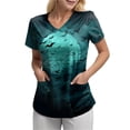thumbnail image 4 of enyan Women's Halloween Shirts Pumpkin Tee Shirt Ghost Reading T-Shirt Short Sleeve Spooky Season Halloween Graphic V Neck Tops Halloween T-Shirts for Women(Sky Blue,XL), 4 of 7