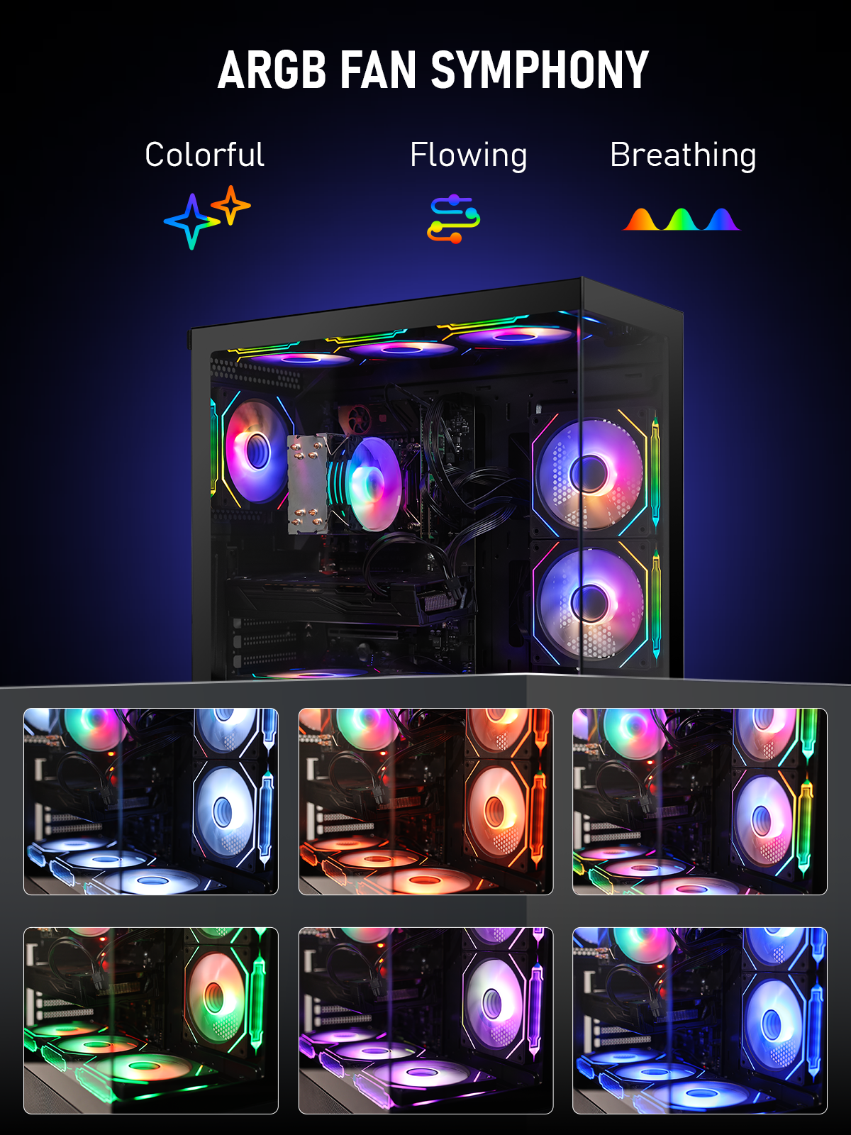 Gaming PC Desktop,AMD Ryzen 7 5800X, NVIDIA RTX 2080 8GB, 16GB DDR4 RAM, 1TB SSD,WiFi6 BT5.4,9X ARGB FAN,Windows 11 Pro,Custom Computer for Gaming/Office/Streaming, Plug-and-Play