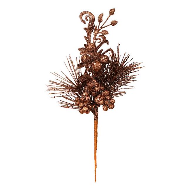 Vickerman L185575 10 Po. Chocolat Baie Glitter Leaf Pick 12 par Sac
