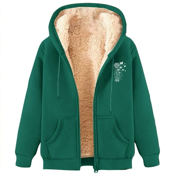 Long Hoodie for Women Winter Coats Zip Up Jackets Hooded Sweatshirts Fashionable Printed Fleece Hooded Sweatshirt Jacket Long Sleeve Outwear Coat Fall Outfits 2025 Army Green,XXL