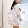 thumbnail image 3 of Aesthetic Floral School Backpack, Water Proof Backpack, Spacious Bookbag for Shopping Work College, Purple, 3 of 9