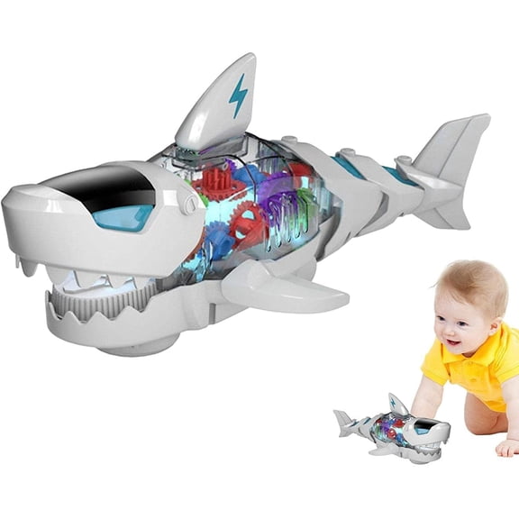 Shark Musical Toys - Interactive Crawling Shark with Music & LED Lights, Auto-Change Direction Crawling Sensory Toys for Toddlers 1-3 Years Old, Best Birthday Gift for Boys Girls