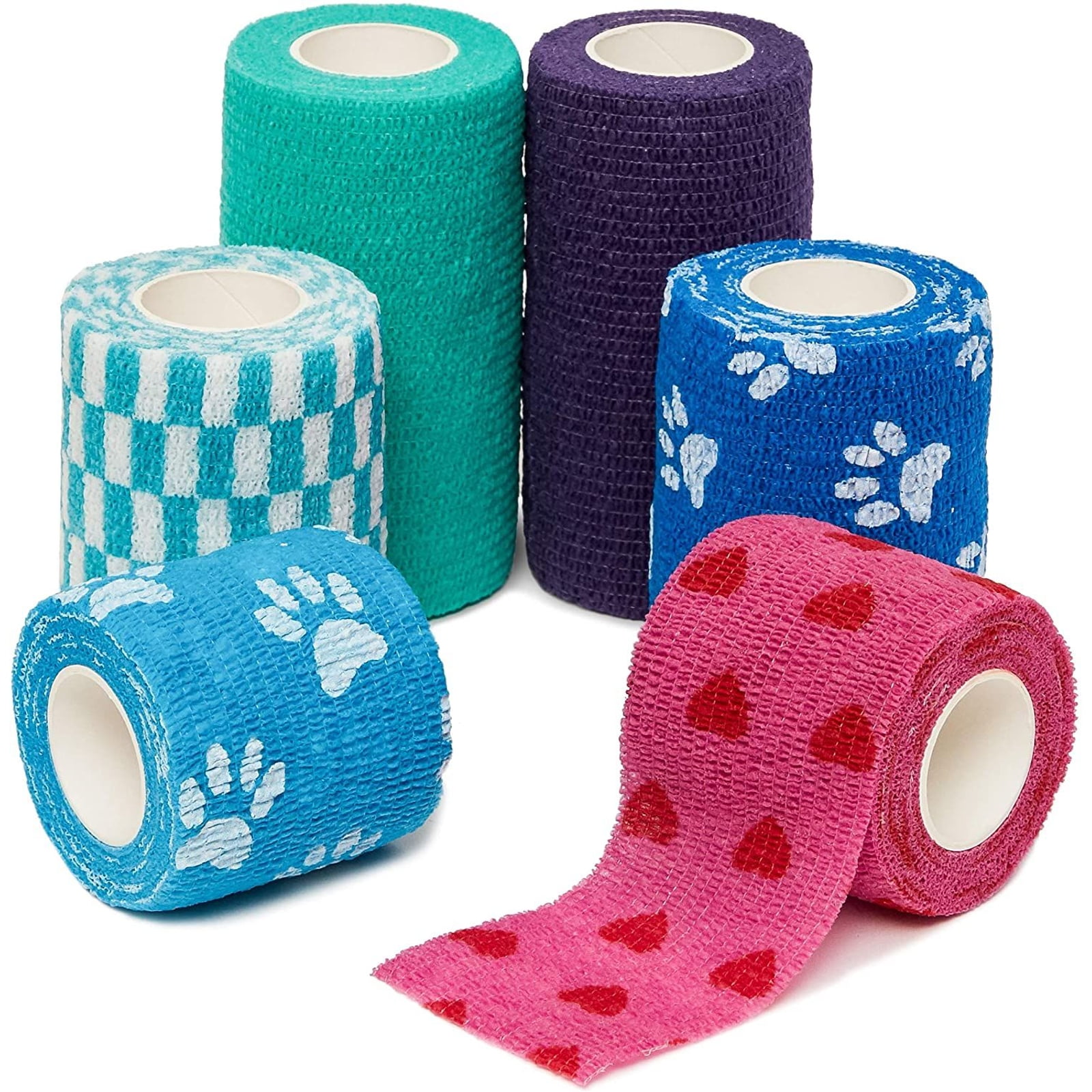 1inch 24rolls Beige MUEUSS Vet Wrap Pet First Aid Tape Waterproof Self Adherent Cohesive Bandage for Dogs Cats Horses Breathable Non-Woven Elastic Self Adhesive Sport Tape for Knee Ankle 