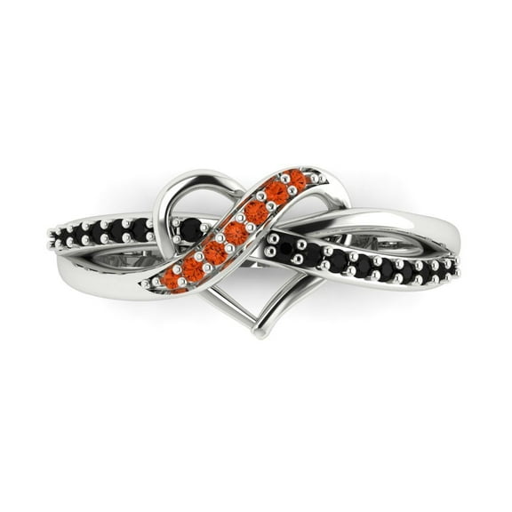 Solitaire with Accents Engagement Ring for Women - 0.22ct Simulated Red Diamond in 14K White Gold Promise Ring