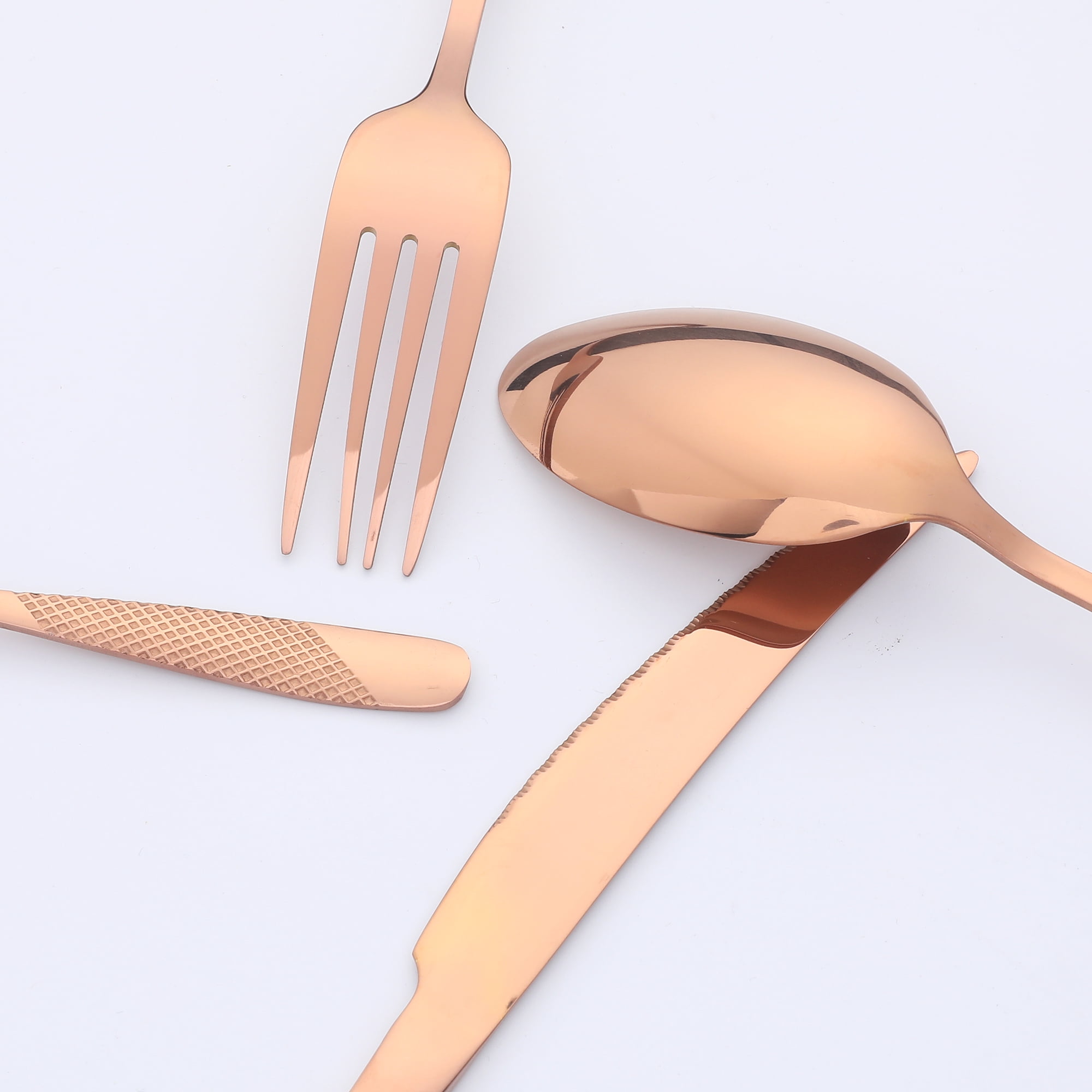 Unique Bargains Stainless Steel Flatware Set Mirror Polished Cutlery Set Rose Gold 4 Pcs