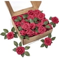 thumbnail image 1 of ARTIFICIAL FOAM ROSES | Attractive Fake Flowers for Decoration | DIY Wedding Centerpieces, Bouquets and More | Includes: 50 Roses with stems and 20 Leaves | Fuchsia, 1 of 5