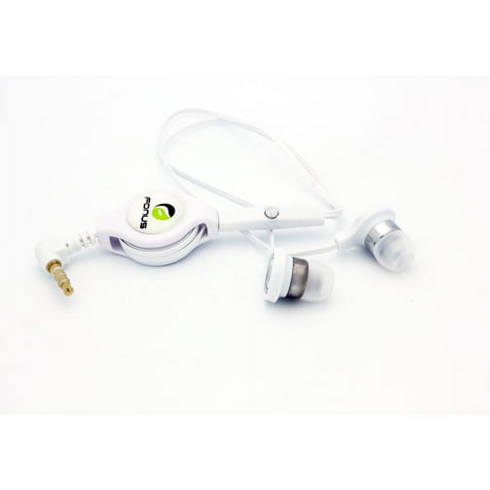 Retractable Headset Handsfree Earphones Mic Earbuds Headphones In-Ear Wired [3.5mm] [White] BYY for ZTE Overture 2, Prestige 2 (N9136), Sonata 2, Warp 7, ZMax Champ - image 4 of 6