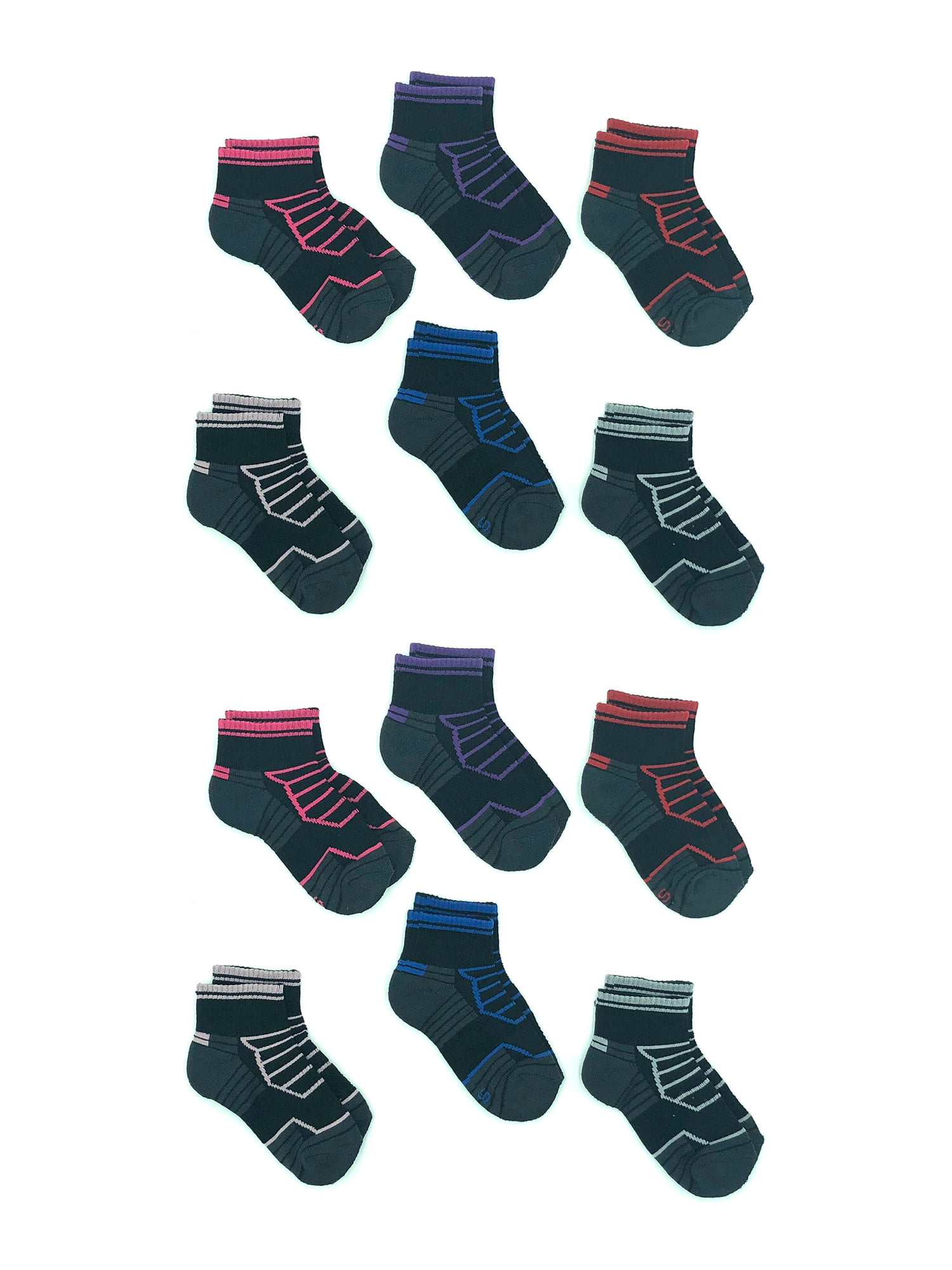 Athletic Works Athletic Works Girls Ankle Socks 12Pack, Sizes SL