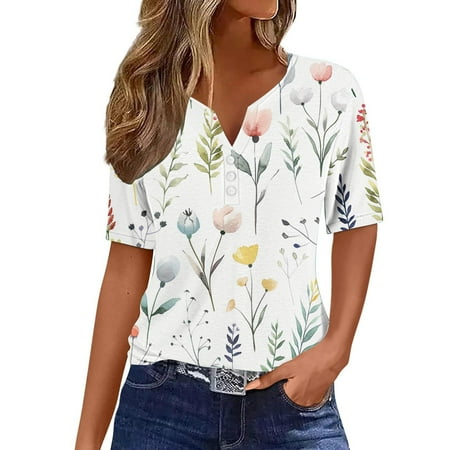 My Orders Cute Summer Tops for Women Floral Cute Big Gym Tshirts Comfy Warehouse Today Shipping Women Casual Tops Trendy Generic Womens Tops Hide Belly