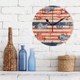 thumbnail image 3 of Navy Stripes with Fishes Kellegs Round Wall Clock Silent Analog Battery Operated Black Pointer Home Decor 9.84" Diameter, 3 of 11