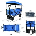 thumbnail image 2 of Garden Carts Collapsible Wagon 140L Wagons Carts Foldable with Removable Canopy, Folding Wagon Cart with Wheels for All-Terrain with Brake, Foldable Wagon with Cooler Bag, for Camping Beach Shopping,, 2 of 7
